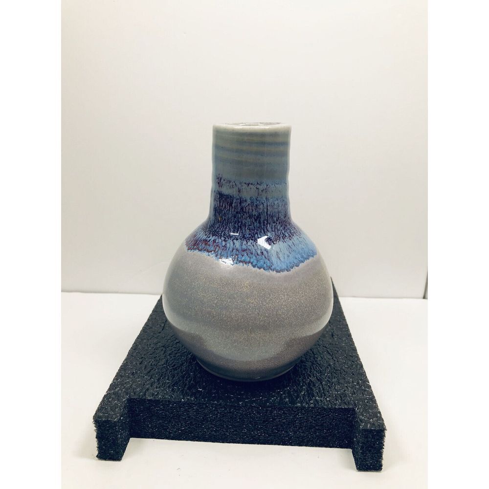 Studio Art Pottery VASE gradient purples/blues Signed MCM‎